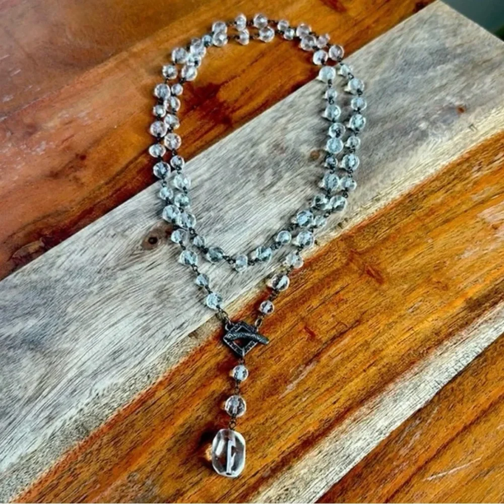 Silpada Sterling Silver Glass Bead Nugget Toggle Necklace 35” long - Picture 11 of 12